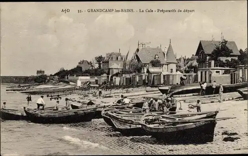 Ak Grandcamp les Bains Calvados, La Cale, Preparatifs de depart