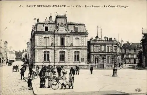 Ak Saint Germain en Laye Yvelines, Place Lament, La Caisse d'Epargne