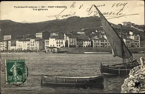 Ak Port Vendres Pyrénées Orientales, Vue generale