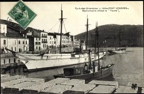 Ak Port Vendres Pyrénées Orientales, Stationnaire d'Etat le Faune