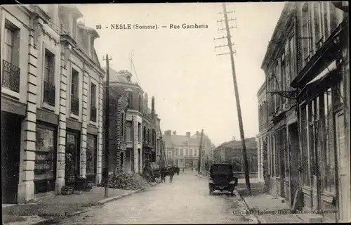 Ak Nesle Somme, Rue Gambetta