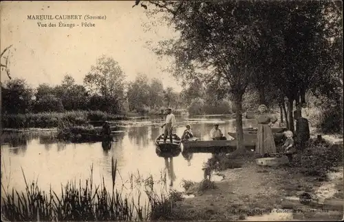 Ak Mareuil Caubert Somme, Vue des Etangs, Peche