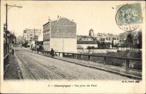 Ak Champigny sur Marne Val de Marne, Vue prise du Pont