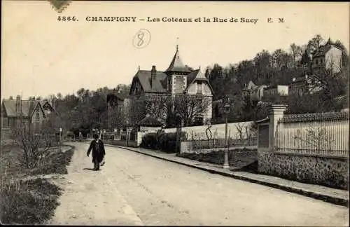 Ak Champigny sur Marne Val de Marne, Les Coteaux et la Rue de Sucy