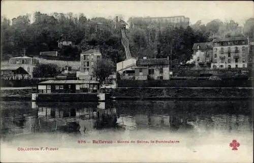 Ak Bellevue Hauts de Seine, Bords de Seine, le Funiculaire