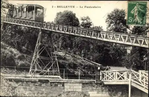 Ak Bellevue Hauts de Seine, Le Funiculaire