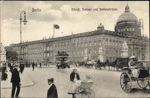 Ak Berlin Mitte, Königliches Schloss und Schlossbrücke