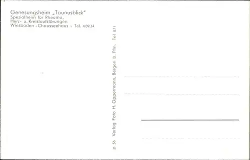 Ak Chausseehaus Wiesbaden in Hessen, Genesungsheim Taunusblick