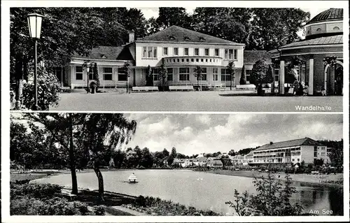 Ak Horn Bad Meinberg im Kreis Lippe, Wandelhalle, Am See