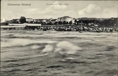 Ak Ostseebad Ahlbeck Heringsdorf auf Usedom, Strand und Damenbad