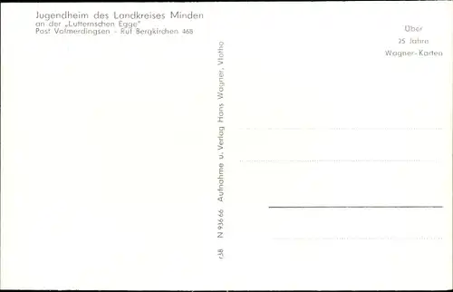 Ak Volmerdingsen Bad Oeynhausen in Westfalen, Lutternsche Egge, Jugendheim des Landkreises Minden