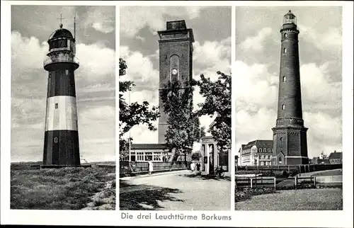 Ak Insel Borkum Ostfriesland Die drei Leuchttürme