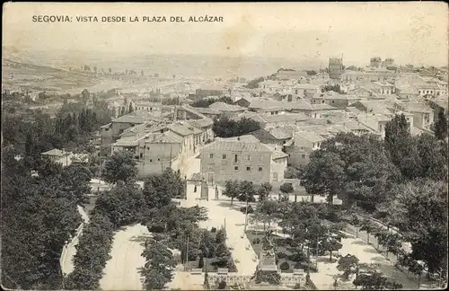 Ak Segovia Kastilien und Leon, Vista desde la Plaza del Alcazar