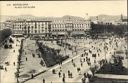 Ak Barcelona Katalonien Spanien, Plaza Cataluna