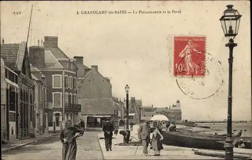 Ak Grandcamp les Bains Calvados, La Poissonnerie et le Perre
