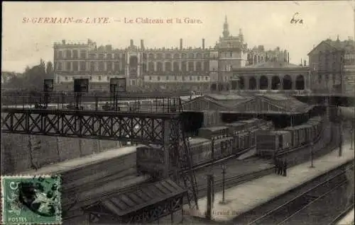 Ak Saint Germain en Laye Yvelines, Le Chateau et la Gare