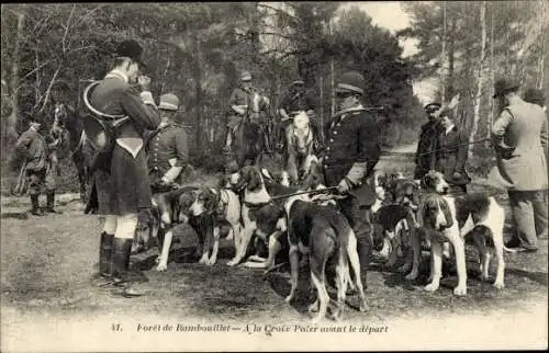 Ak Rambouillet Yvelines, Foret, A la Croix Pater avant le depart