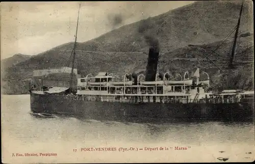 Ak Port Vendres Pyrénées Orientales, Depart de la Marsa