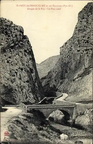 Ak Saint Paul de Fenouillet Pyrénées Orientales, Gorges de la Fou, Le Pont neuf