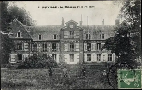 Ak Friville Somme, Le Chateau et la Pelouse