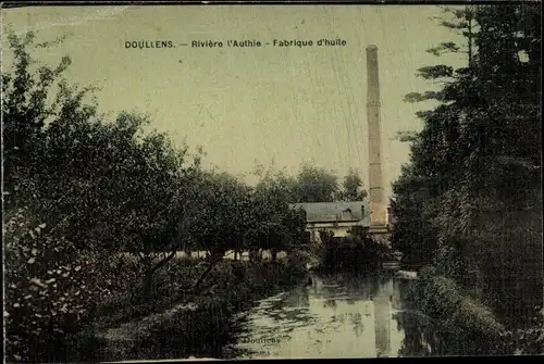 Ak Doullens Somme, Riviere l'Authie, Fabrique d'huile