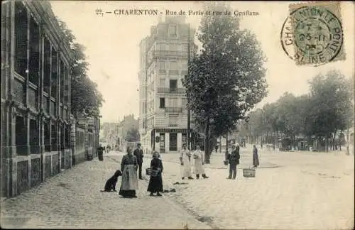 Ak Charenton Val de Marne, Rue de Paris et rue de Conflans