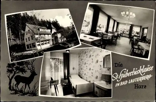 Ak Bad Lauterberg im Harz, St. Hubertusklause, Außenansicht, Zimmer