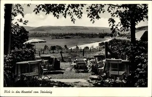 Ak Boffzen an der Weser, Steinkrug, Waldgasthof, Gartenanlage