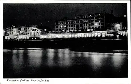 Ak Insel Borkum Ostfriesland, Blick auf die Wandelhalle bei Nacht
