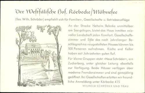 Ak Körbecke Möhnesee in Nordrhein Westfalen, Westfälischer Hof, Autos