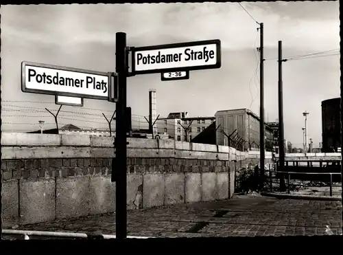 Ak Berlin Tiergarten, Potsdamer Platz, Potsdamer Straße, Innerdeutsche Grenze, Mauer