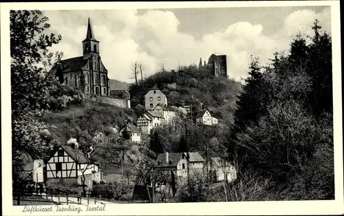 Ak Isenburg Neuwied Pfalz, Isertal, Kirche, Ortspartie