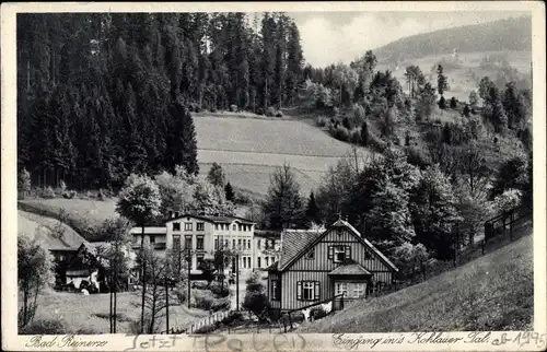 Ak Duszniki Zdrój Bad Reinerz Schlesien, Eingang ins Kohlauer Tal