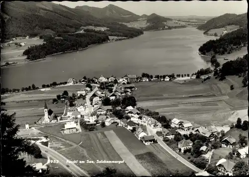 Ak Fuschl am See in Salzburg, Fliegeraufnahme