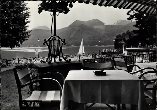 Ak Mondsee Salzkammergut Oberösterreich, Strandhotel Pichl-Auhof, Terrasse