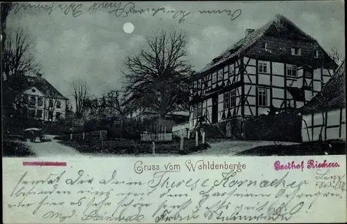 Mondschein Ak Sillium Holle in Niedersachsen, Gasthof Riechers auf dem Wohldenberg