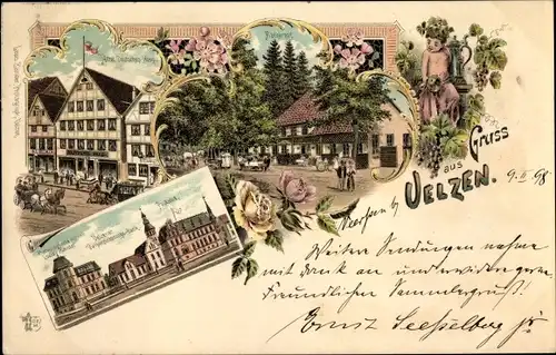 Litho Uelzen in Niedersachsen, Hotel Deutsches Haus, Fischerhof