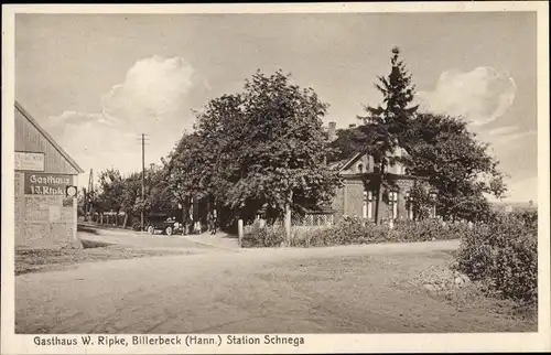 Ak Billerbeck Schnega im Wendland, Gasthaus, Straßenpartie