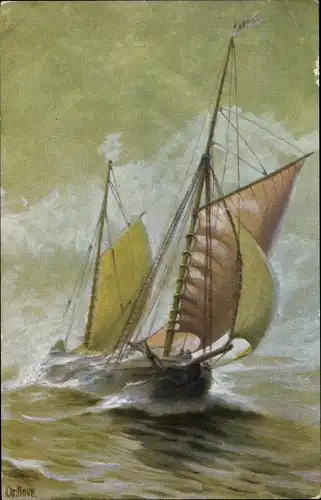 Künstler Ak Rave, Chr., Marine Galerie Nr. 255, Küstenfahrer mit Jawltaklung