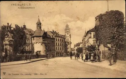 Ak Freiburg im Breisgau, Schwabentorbrücke