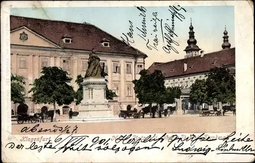 Ak Klagenfurt am Wörthersee Kärnten, Neuer Platz, Denkmal