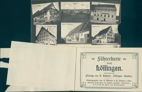 Leporello Ak Löffingen im Schwarzwald, Gasthaus, Panorama, Führerkarte, Verlag A. Rebholz