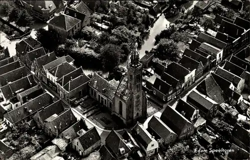 Ak Edam Volendam Nordholland, Speeltoren, Vogelvlucht