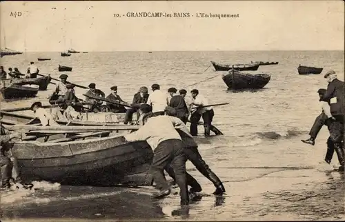 Ak Grandcamp les Bains Calvados, L'Embarquement