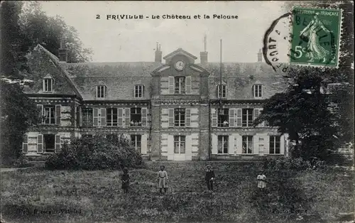 Ak Friville Somme, Le Chateau et la Pelouse