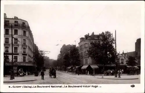 Ak Clichy Hauts de Seine, Le Boulevard National, Le Boulevard Victor Hugo