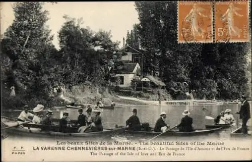 Ak La Varenne Chennevieres sur Marne Val de Marne, Le Passage de l'Ile d'Amour