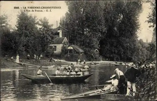 Ak La Varenne Chennevieres Val de Marne, Ll'Ecu de France, Ruderpartie