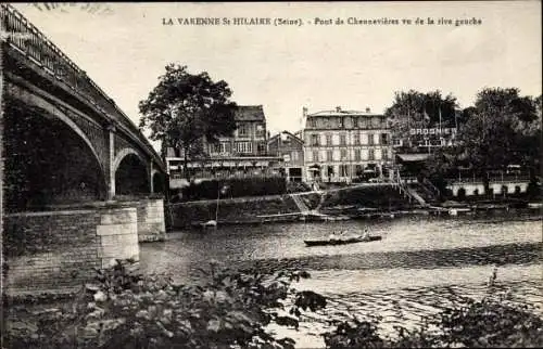 Ak La Varenne Saint Hilaire Val de Marne, Pont de Chennevieres vu de la rive gauche