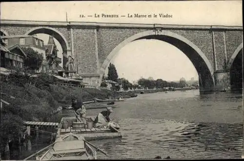 Ak Le Perreux Val de Marne, La Marne et le Viaduc
